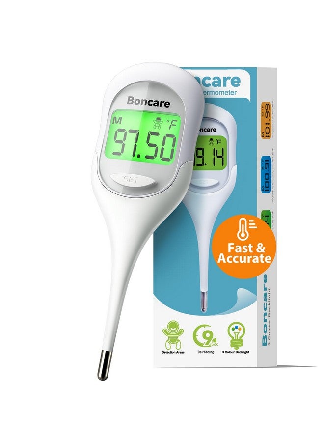 Boncare Boncare 9 Seconds Basal Body Thermometer for Ovulation, Oral Thermometer for Adults and Kids - Accurate Rectal Thermometer for Baby, with Fever Alarm and Large Display, FSA HSA Eligible (Rice-White) - Image 1