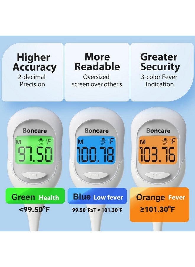 Boncare Boncare 9 Seconds Basal Body Thermometer for Ovulation, Oral Thermometer for Adults and Kids - Accurate Rectal Thermometer for Baby, with Fever Alarm and Large Display, FSA HSA Eligible (Rice-White) - Image 3