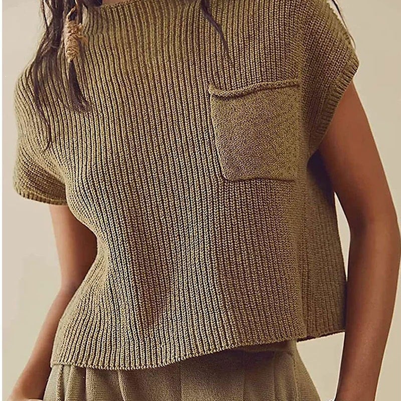 سترة نسائية محبوكة بلا أكمام - Image 1