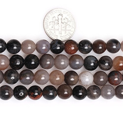 JOE FOREMAN American Wooden Agate Beads for Jewelry Making Natural Gemstone Semi Precious 8mm Round Gray 15" JOE FOREMAN - Image 3
