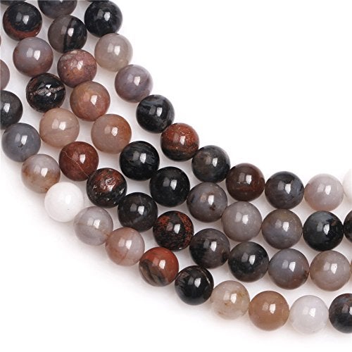 JOE FOREMAN American Wooden Agate Beads for Jewelry Making Natural Gemstone Semi Precious 8mm Round Gray 15" JOE FOREMAN - Image 2