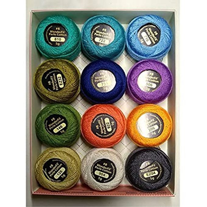 WONDERFIL 8 PERLE COTTON EMBROIDERY THREAD SAMPLER COLLECTION CORAL REEF