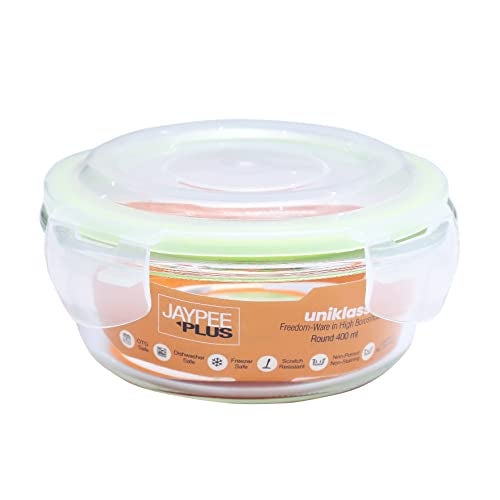 Jaypee Plus Klaro Round 400ML Glass Storange Container Transparent (Pack of 1) - Image 1
