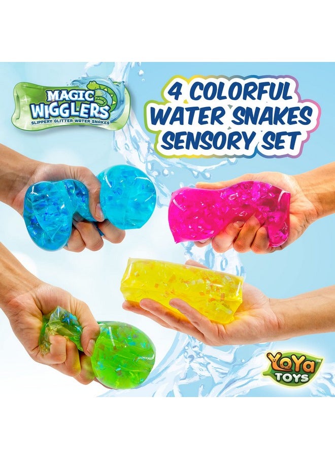 YoYa Toys - Magic Wigglers Water Snake Fidget Toy - Water Wiggler Toy, Water Snakes Trick Stress Toy, Slippery Tricky Wiggler Tube - 4-Pack Squishy Sensory Fidget Water Snake Toy, 5-Inch Novelty Gift - Image 1