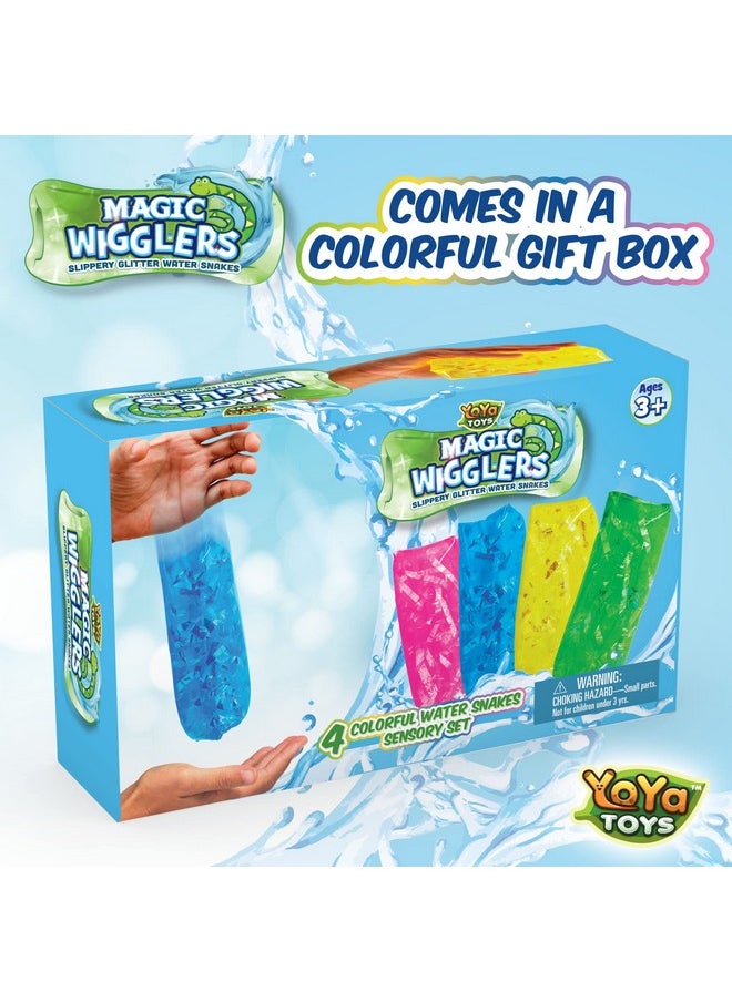 YoYa Toys - Magic Wigglers Water Snake Fidget Toy - Water Wiggler Toy, Water Snakes Trick Stress Toy, Slippery Tricky Wiggler Tube - 4-Pack Squishy Sensory Fidget Water Snake Toy, 5-Inch Novelty Gift - Image 1