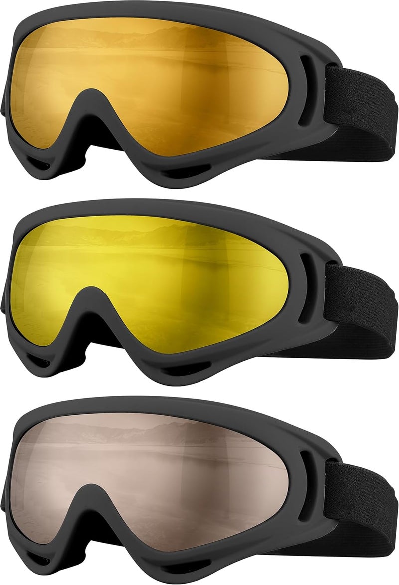 SixYard Ski Goggles, Motorcycle Goggles, 3 Pack Snowboard Snow Goggles for Men Women Adult Youth - Image 1