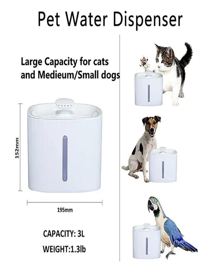 PET FUN نافورة مياه شرب للحيوانات الأليفة من بيت فن للقطط والكلاب | وعاء توزيع مياه أوتوماتيكي بإضاءة LED ونظام ترشيح ثلاثي | مضخة هادئة وموفرة للطاقة | تعمل بمنفذ USB بسعة 3 لترات - Image 3