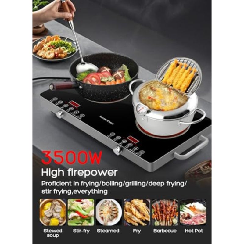 Double Infrared Cooker, LED Display Digital Infrared Cooker, 7000W Electric Stove Induction Cooker Hot Plate, Induction Stove, Temperature Settings, 3 hrs Programmable Timer W/Handle - Image 3