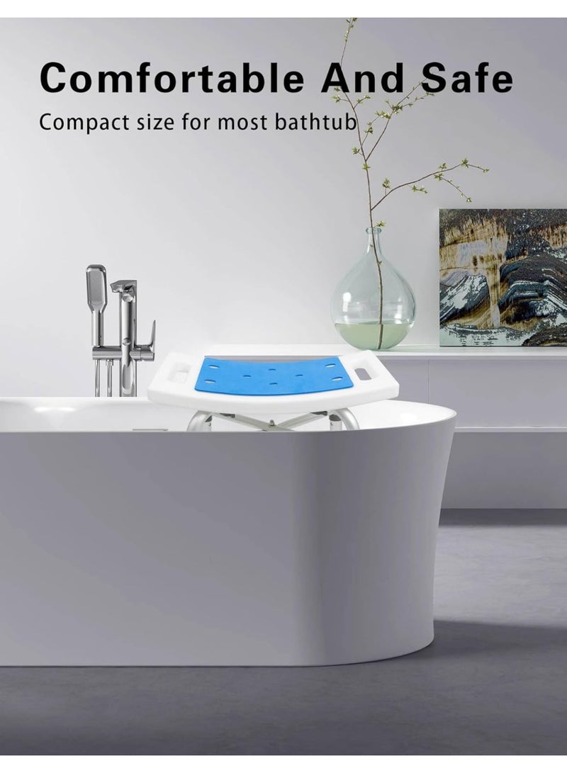 Meishida Seat for Inside Shower Chair - Bath Stool, Bathroom Shower Chairs for Seniors, Elderly, Handicap & Disabled - Adjustable Support Shower Bench w/Handles for Bathtub - Blue  - Image 2