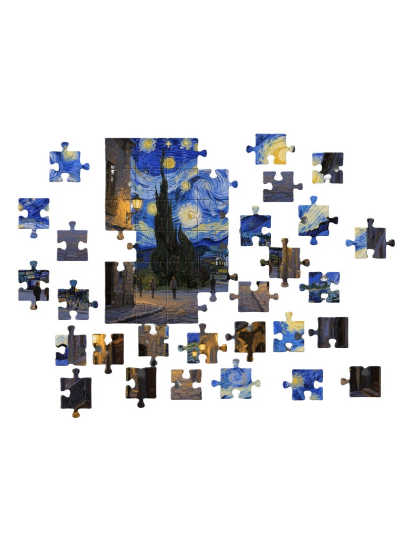 1000 قطعة من الألغاز على طراز فان جوخ، ألغاز تحت عنوان ليلة مرصعة بالنجوم، أنماط تصميم إبداعية، تجارب فنية ملونة، ترفيه تعليمي، مناسبة للبالغين والأطفال - Image 3