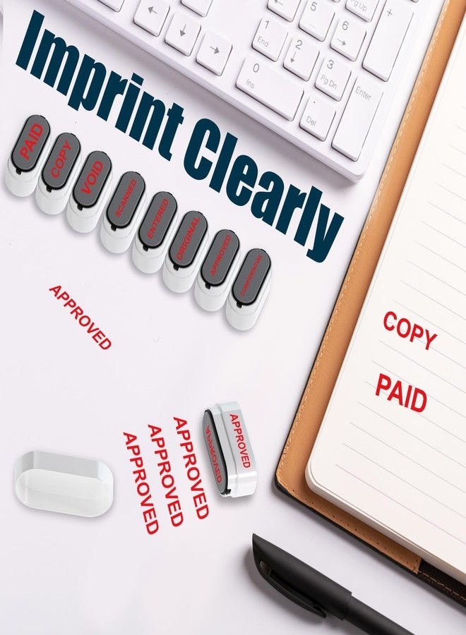 WAHXIAOSW 8-in-1 Office Stamps - Self-Inking Office Stamp Set for Paid, Copy, Void, Scanned, Entered, Original, Approved, and Confidential Stamps for Office Message Supplies - Red Ink (Office Stamps) - Image 3