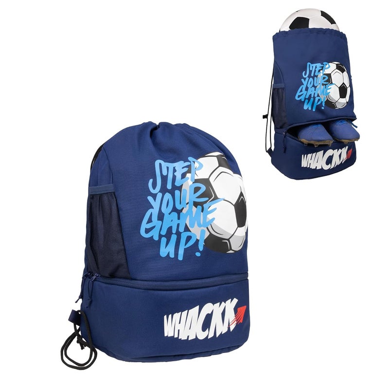 WHACKK Blitz Soccer|Football Equipment Bags|Basketball Volleyball Throwball Drawstring Backpack Bags|Shoes Mobile Bottle Holder Pocket|Sports Men Boys Bag|Dori Backpack |Gym Bag|Kitbag Kit Bag (Blue) - Image 1