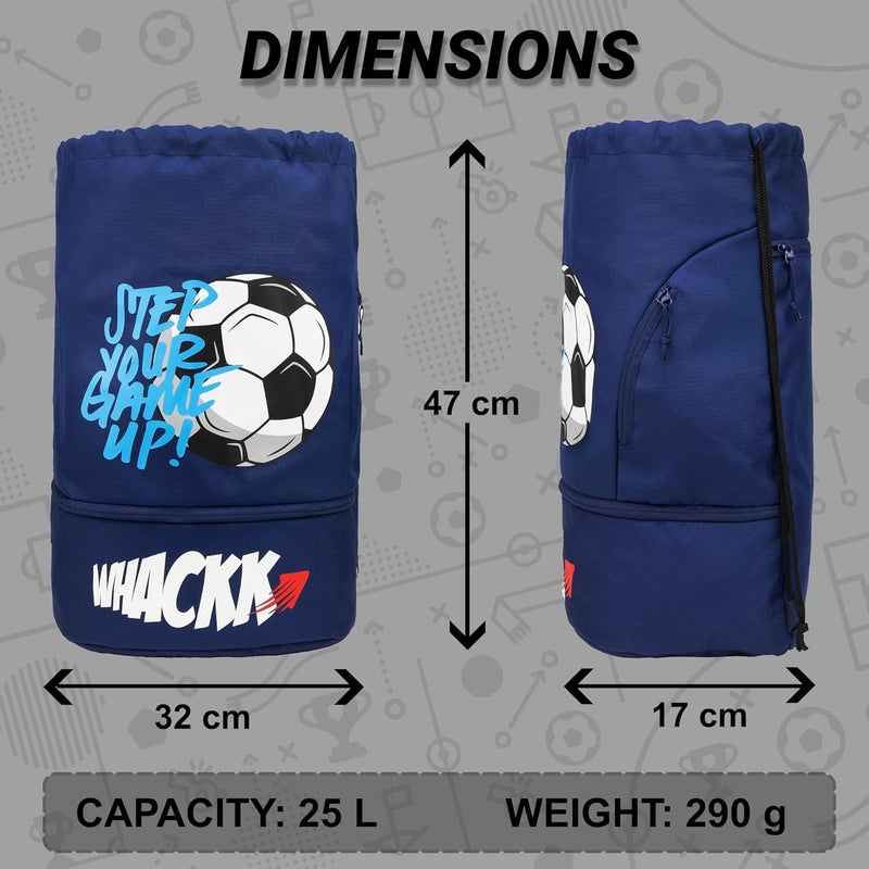 WHACKK Blitz Soccer|Football Equipment Bags|Basketball Volleyball Throwball Drawstring Backpack Bags|Shoes Mobile Bottle Holder Pocket|Sports Men Boys Bag|Dori Backpack |Gym Bag|Kitbag Kit Bag (Blue) - Image 2