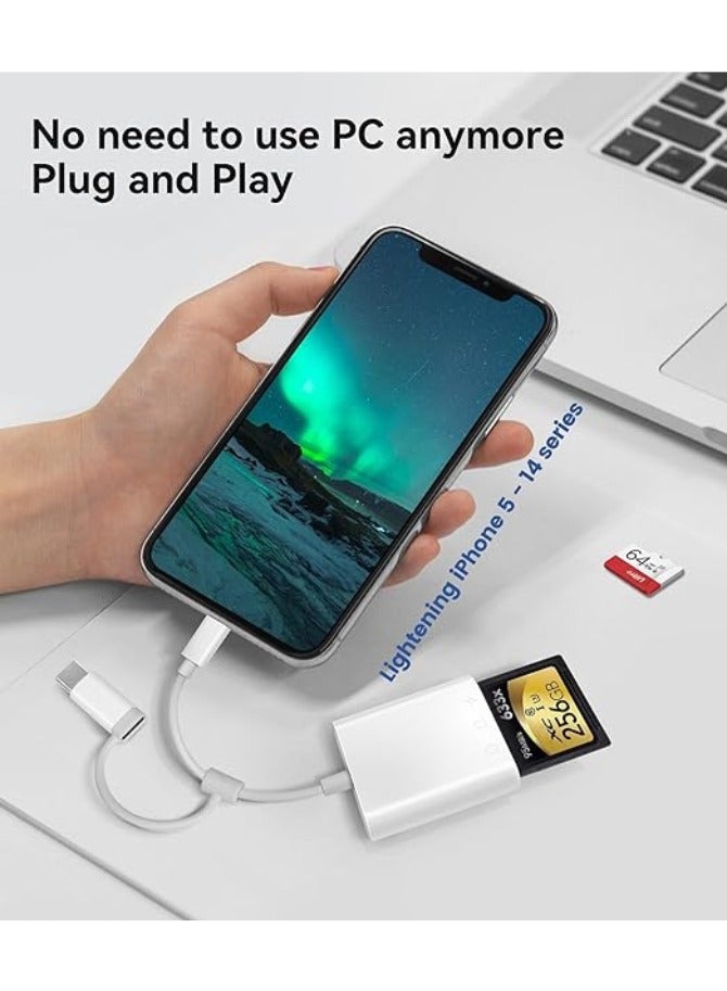 Zaid SD Card Reader for iPhone and iPad, Memory Card Reader Adapter with SD and MicroSD Card Slots, Plug and Play - Image 3