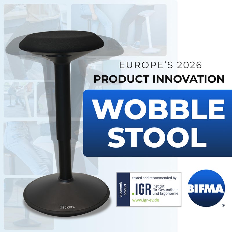 Backerz Standing Desk Stool Chair, Height Adjustable Stool 21-31 inch for Office and Classroom, Swivel Stool, Anti-Slip Bottom Ergonomic Wobble Stool with Rocking Motion, Black - Image 2