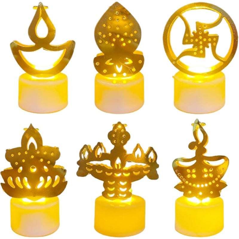 Diwali Decoration for Home Mini Lanterns, Diwali-Candle LED Night Lights, LED Tealight Lamp Ornaments for India Party Tabletop Home Decor Orange 1 - Image 1