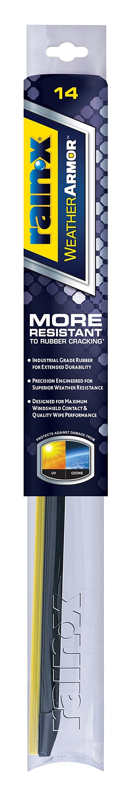 RainX 830214 WeatherArmor Beam Wiper Blades 14 Inch Windshield Wipers Pack of 1 Automotive Replacement Windshield Wiper Blades With Industrial Grade Synthetic Rubber Squeegee