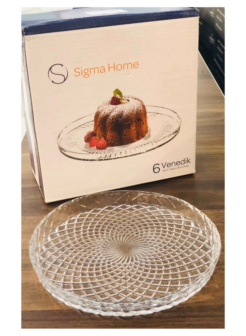 طقم أطباق تقديم زجاج دائري شفاف 6 قطع مقاس 21 سم – أوعية زجاجية بحواف مرتفعة للتقديم والضيافة والاستخدام اليومي – تصميم عملي وأنيق – 3 venedik - Image 3