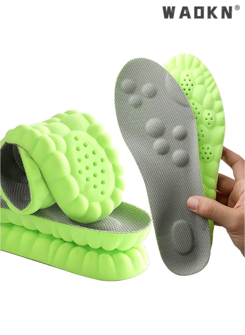 WAOKN 2 Pairs Memory Foam Insoles with Arch Support - Comfortable Shoe Inserts for Women and Men - Breathable and Shock Absorbing - Ideal for Trainers, Sports Shoes, Work Boots , Green - Image 1