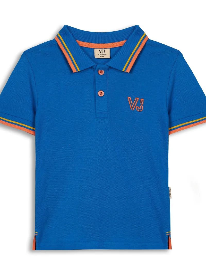 victor and jane Boys Polo T-shirt with Embroidery Logo