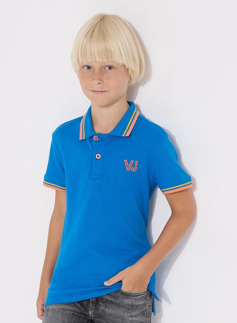 victor and jane Boys Polo T-shirt with Embroidery Logo