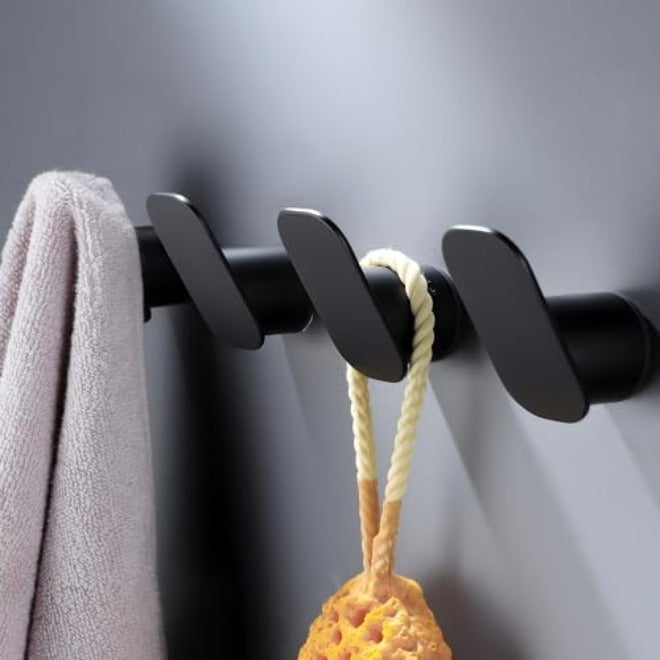 DELITON Adhesive Towel Hooks on Wall: Robe Hooks for Hanging Clothes Hats Stick on Bathroom/Kitchen SUS 304 Stainless Steel Silver - Image 1