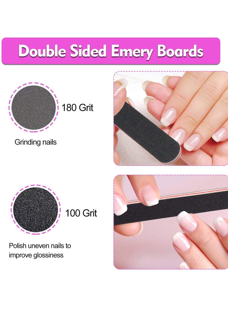 SOLARAE Nail File and Buffer, Professional Manicure Tools Kit 6pcs Rectangular Art Care Block 100/180 Grit Double-sided Files 1pcs Purple 180/240 Emery Board, 13Pcs (Color Radom) - Image 3