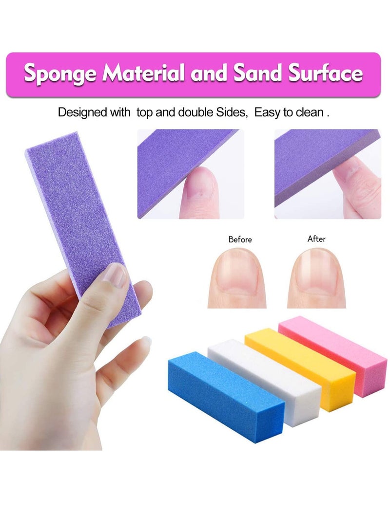 SOLARAE Nail File and Buffer, Professional Manicure Tools Kit 6pcs Rectangular Art Care Block 100/180 Grit Double-sided Files 1pcs Purple 180/240 Emery Board, 13Pcs (Color Radom) - Image 2