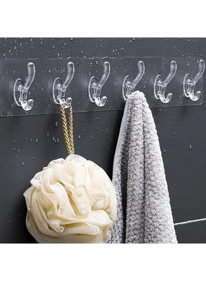 Wall-mounted hook with 6 self-adhesive hooks for hanging clothes, kitchenware, and bathroom items. - Image 3