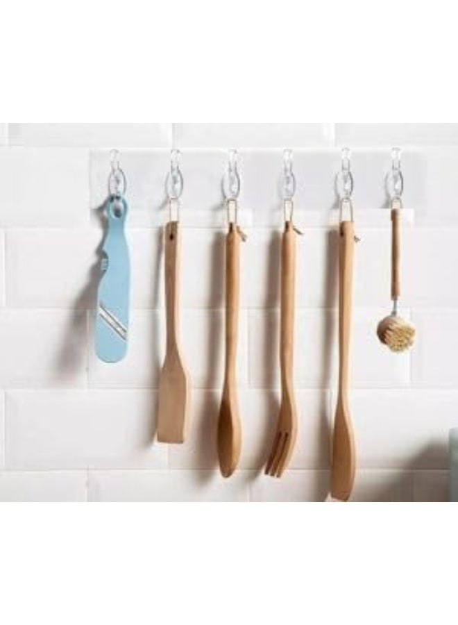 Wall-mounted hook with 6 self-adhesive hooks for hanging clothes, kitchenware, and bathroom items. - Image 2
