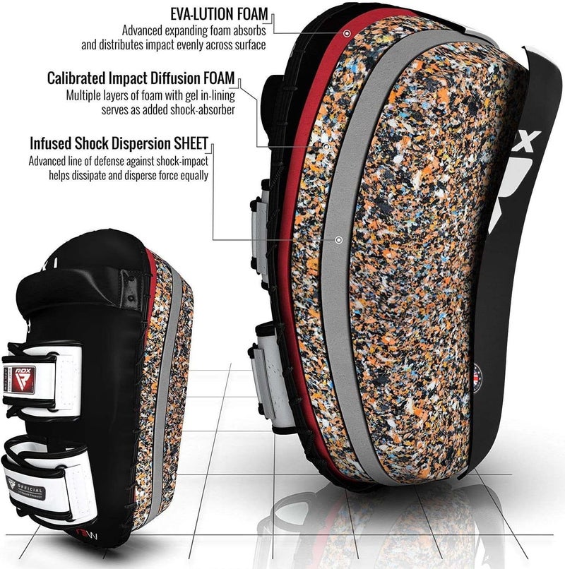 Rdx Thai Pads for Kickboxing Muay Thai with Solid Handle Grip, Maya Hide Leather Curved Strike Shield for Boxing MMA Taekwondo Martial Arts, Training Combat Sports Knees Elbows Kicks Punches - Image 4