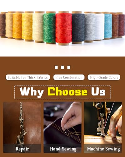 DIUDUS 218 Yards Waxed Thread, Leather Sewing Waxed Thread with Heavy Duty Sewing Needles, Leather Thread for Hand Stitching Leathercraft Repair Furniture Shoes Bags Sofa (Black) - Image 5