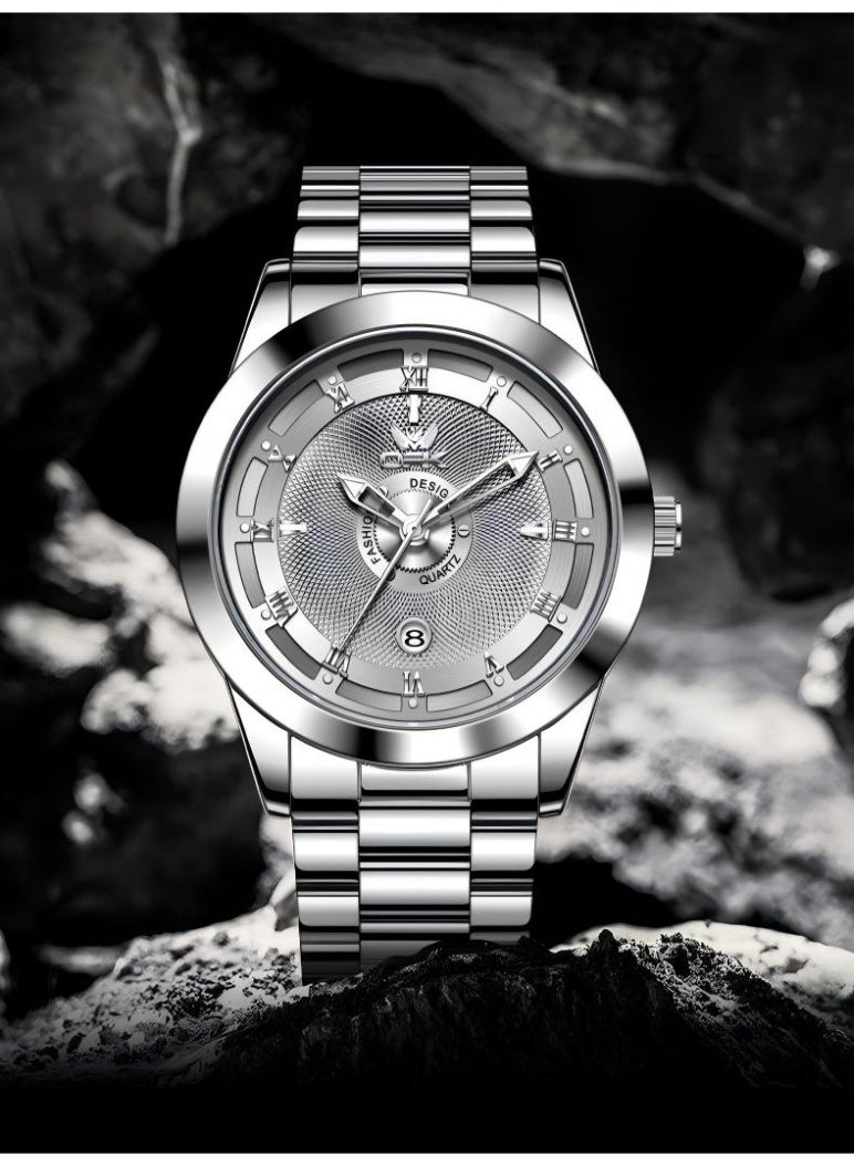 OPK Watch for Men Stainless Steel Waterproof Luminous Date Analog Quartz Wrist Watch Business Fashion Casual Men Watches - Image 2