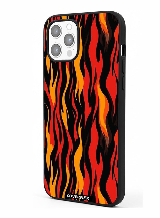 Covernex Apple iPhone 12 Pro Max Protective Case Cover Printed Featuring Stylized Flame Pattern - Image 1