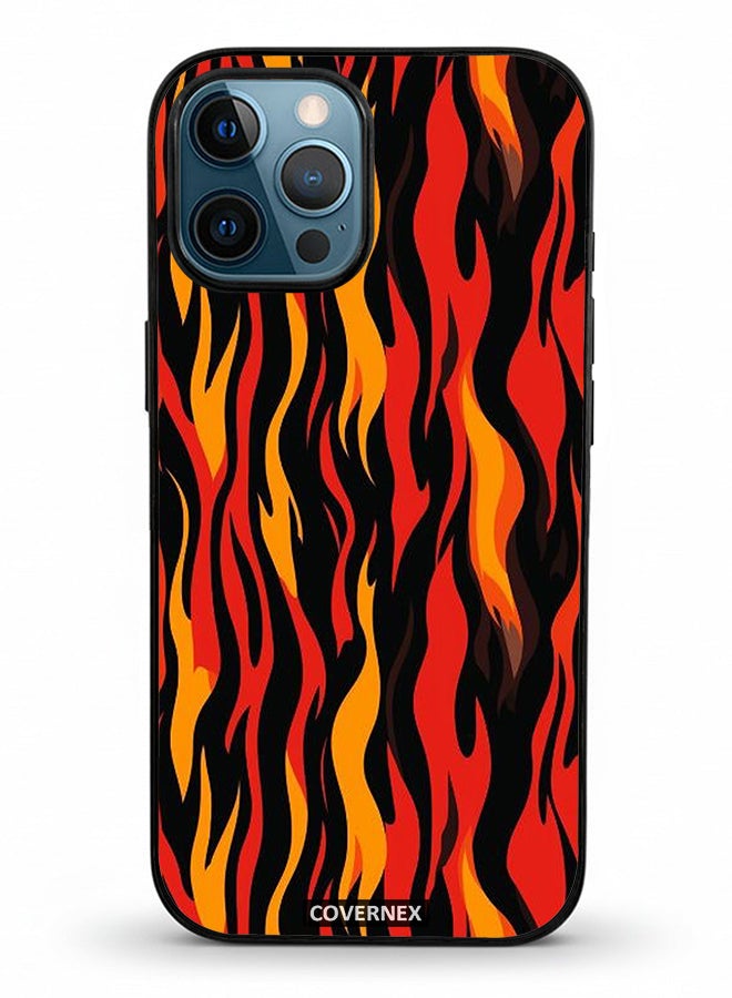 Covernex Apple iPhone 12 Pro Max Protective Case Cover Printed Featuring Stylized Flame Pattern - Image 2