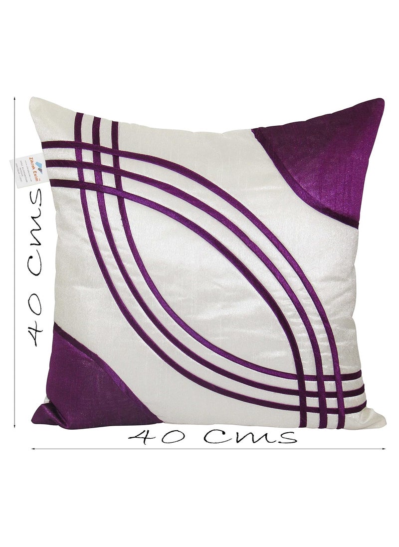 ZIKRAK EXIM Zikrak Exim Designer Cushion Cover Purple White 16 x 16 Inches 5 PCs Set  - Image 2