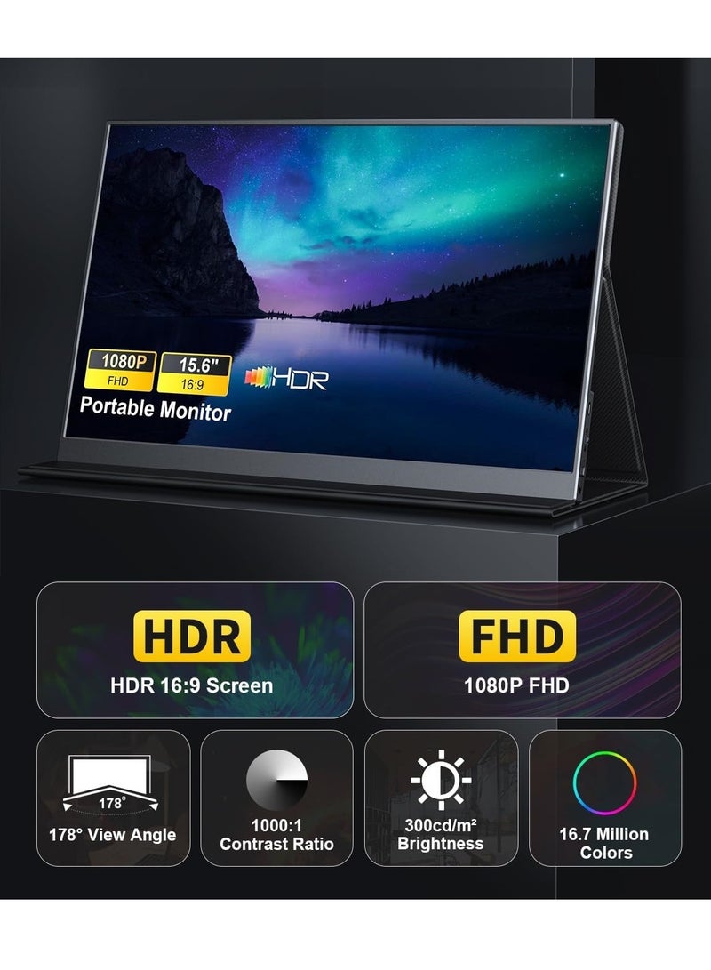 Portable Monitor  15.6" 1080P - Lightweight Dual USB C HDMI Second Computer Screen, Gaming Display With Speakers for PS4/5 Xbox Switch MAC PC Phone MagicRaven  - Image 2
