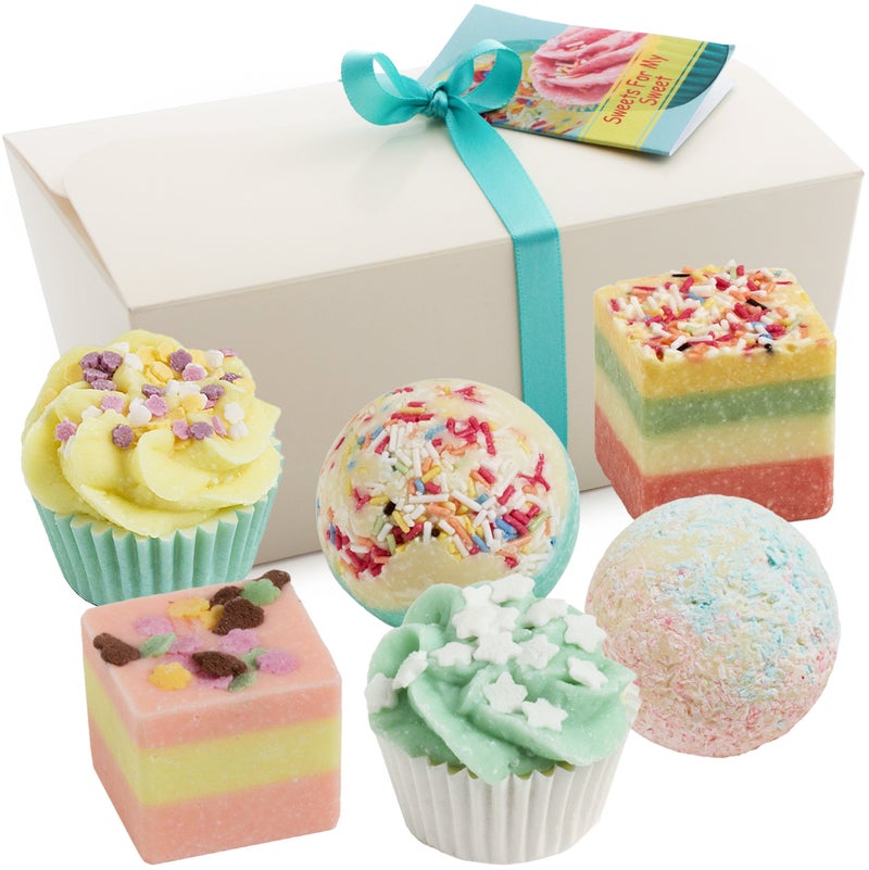 BRUBAKER Cosmetics 6 Handmade Sweets For My Sweet Spa Bath Bombs Bath Melts Bath Truffles Gift Set All Natural Vegan Organic Shea Butter Cocoa Butter and Olive Oil Moisturize Dry Skin