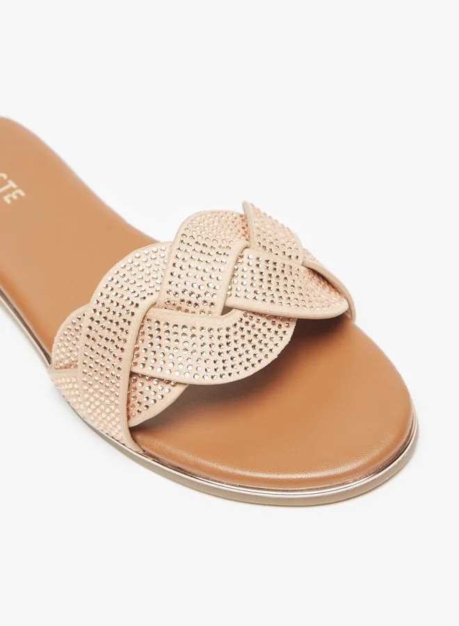 سيليست Womens Embellished Slip-On Cross Strap Sandals