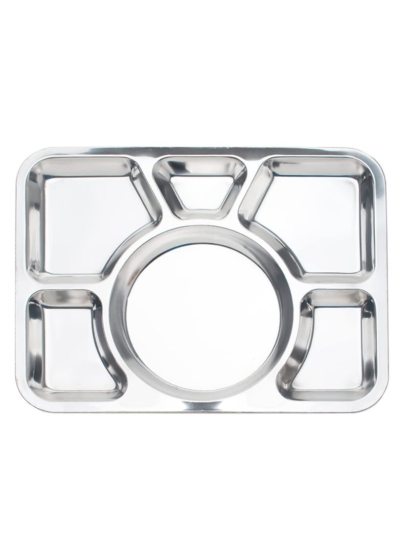 BLACKSTONE - Stainless Steel Divided Plate Dinner Serving Plate with 6 Compartment - Image 1