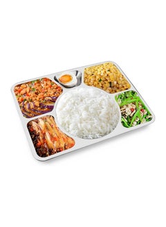 Stainless Steel Divided Plate Dinner Serving Plate with 6 Compartment