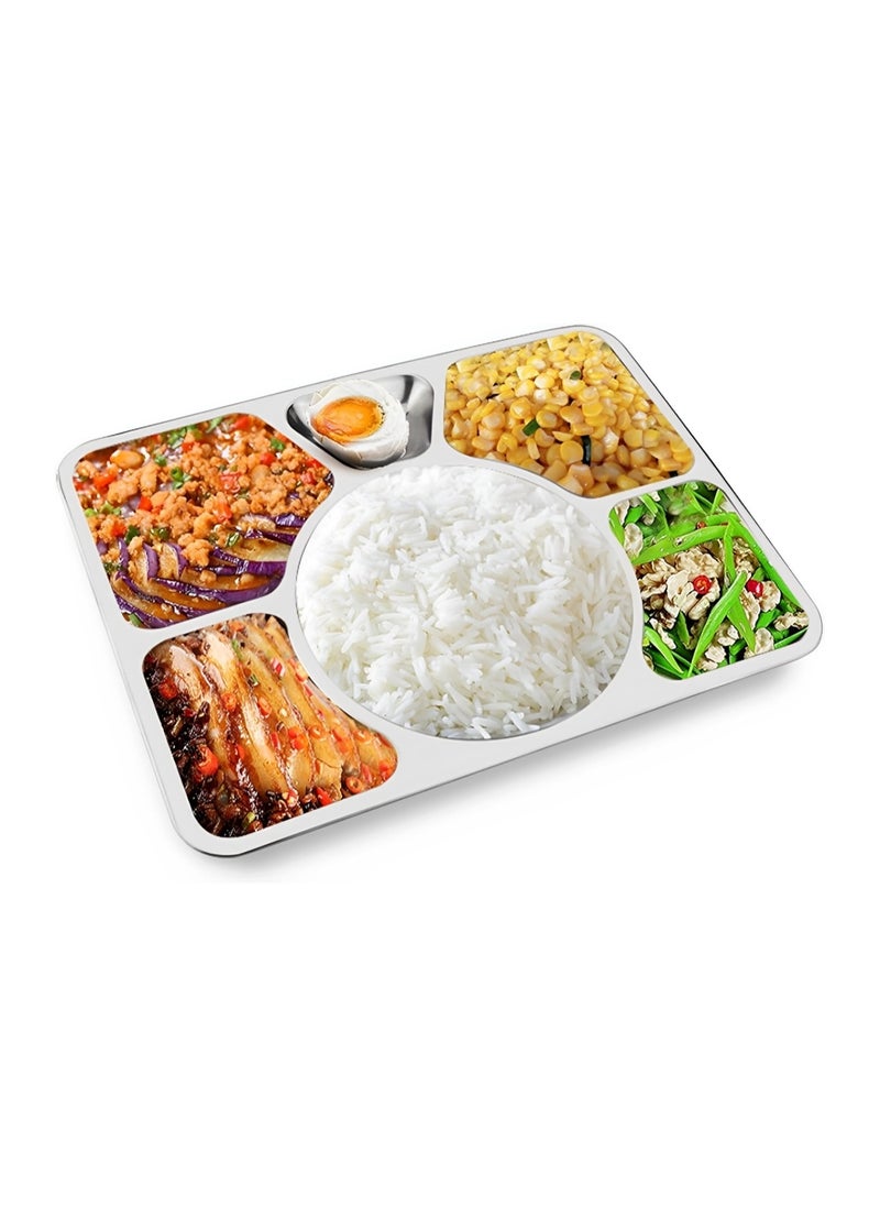 BLACKSTONE - Stainless Steel Divided Plate Dinner Serving Plate with 6 Compartment - Image 1