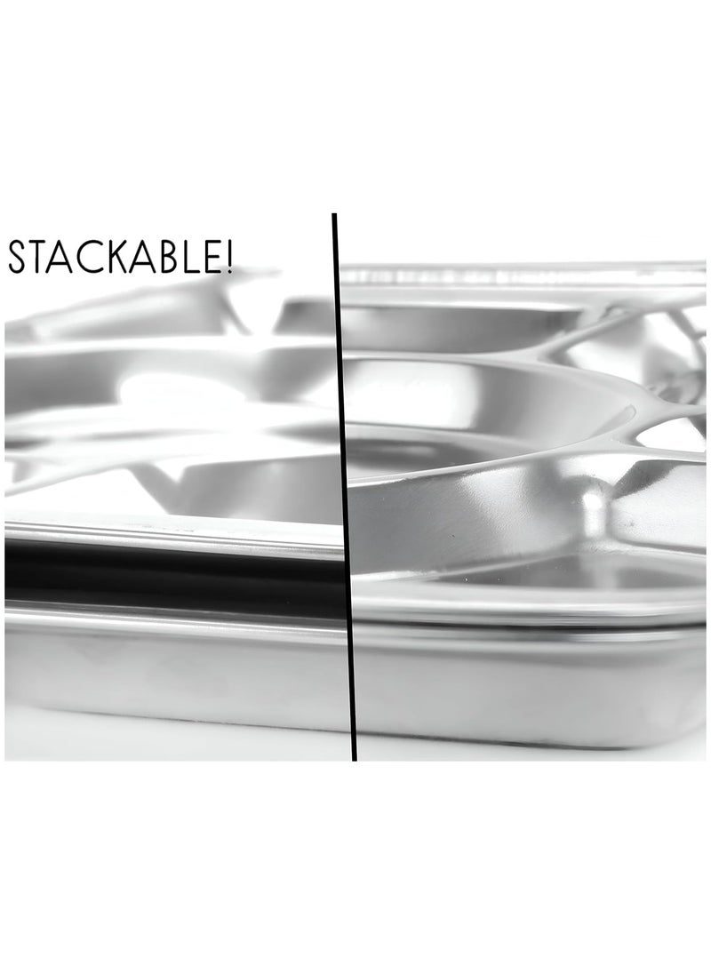 BLACKSTONE - Stainless Steel Divided Plate Dinner Serving Plate with 6 Compartment - Image 1