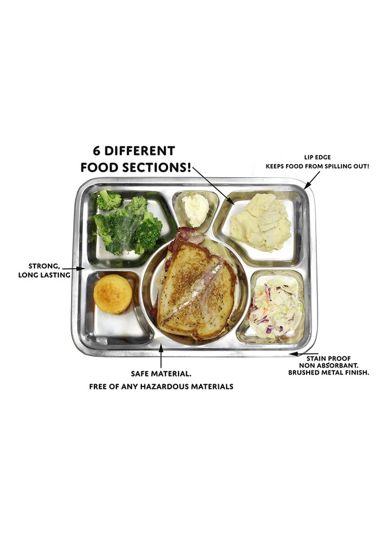 BLACKSTONE - Stainless Steel Divided Plate Dinner Serving Plate with 6 Compartment - Image 1