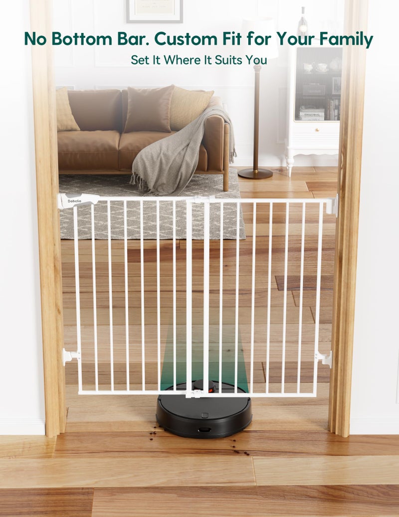 Babelio Baby Gate for Stairs, Kitchen & Doorways, No Bottom Bar| Easy Installation| One-Handed Operation| Auto-Close| Hardware Mount (Drill Needed) Safety Dog Gate (White - B17, 24-39" W, 28" H) - Image 2
