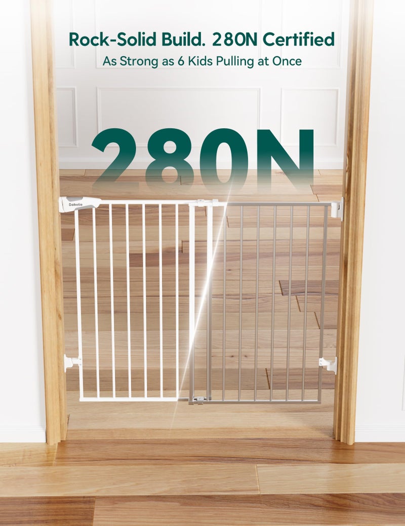 Babelio Baby Gate for Stairs, Kitchen & Doorways, No Bottom Bar| Easy Installation| One-Handed Operation| Auto-Close| Hardware Mount (Drill Needed) Safety Dog Gate (White - B17, 24-39" W, 28" H) - Image 4