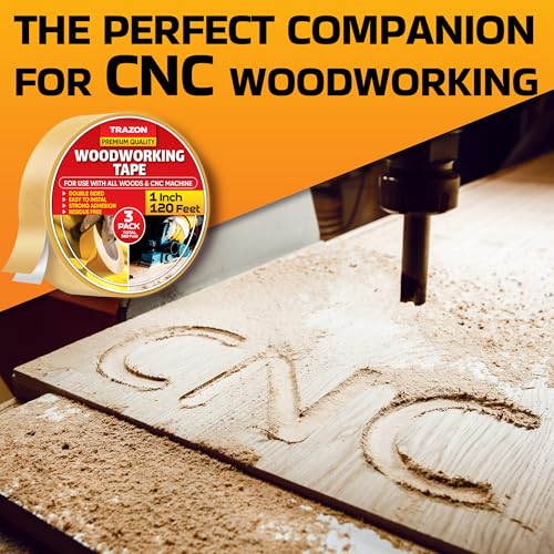Trazon Double Sided Woodworking Tape Super Strong, 3 Pack, 1 Inch x 120 Feet, Wood Crafter Sticky Tool, Two Side Adhesive for Router Templates and CNC Machine, Removable & Residue Free - Image 4