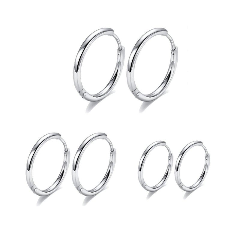 Vishoca Surgical Stainless Steel Thin Hoop Earrings 6mm/8mm/10mm Small Huggie Hoop Earrings for Women and Men - Image 1