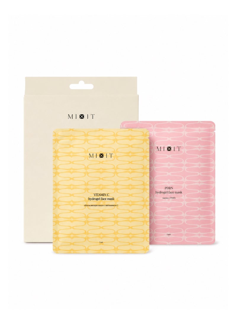 MIXIT Hydrogel Face Masks Set, Moisturizing Sheet Masks for Hydration & Glow, 2pcs - Image 1