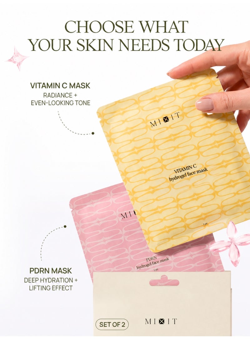MIXIT Hydrogel Face Masks Set, Moisturizing Sheet Masks for Hydration & Glow, 2pcs - Image 2